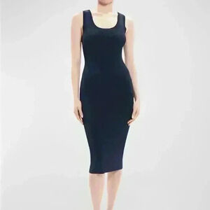 NWT THEORY Racer Tank Dress Deep Navy Compact Rib M0129624 Sz L
